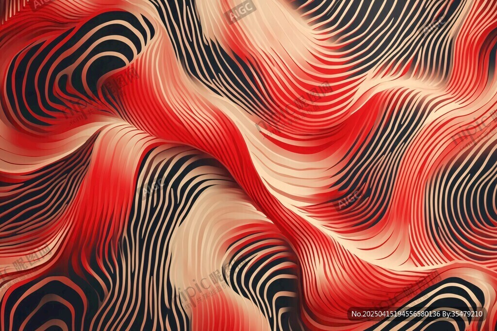動感紅黑波浪抽象藝術(shù)圖案
