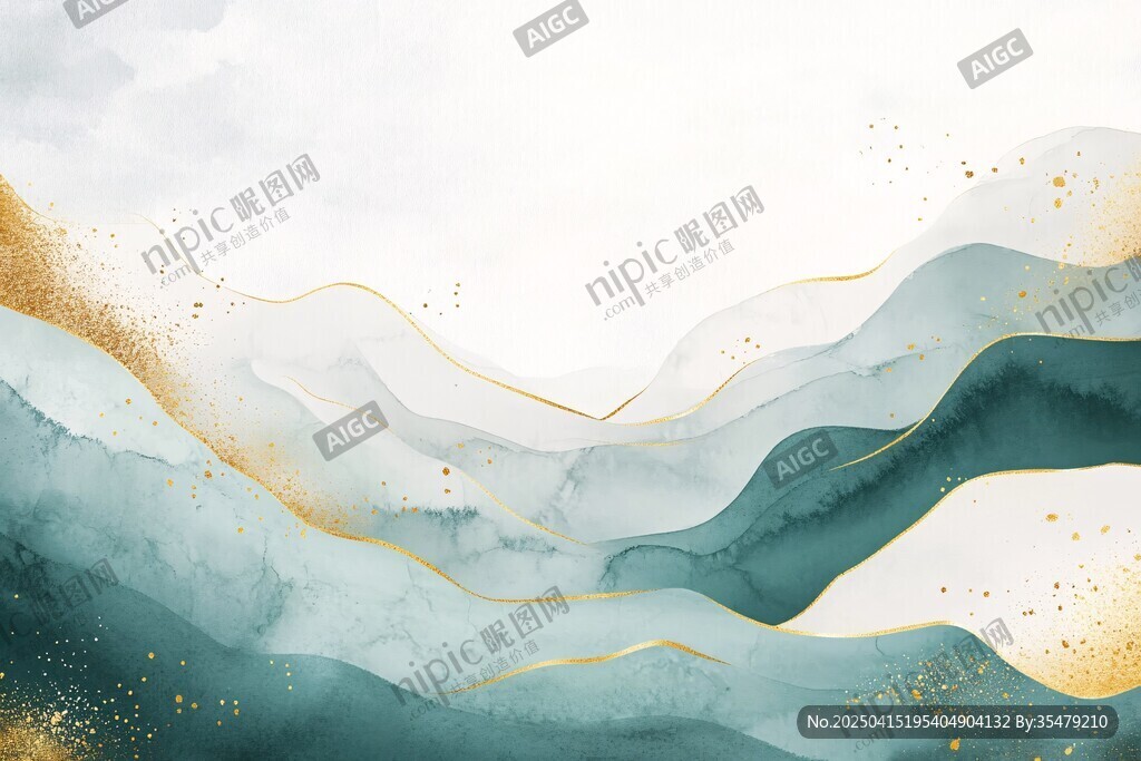 水墨金紋山水抽象背景圖