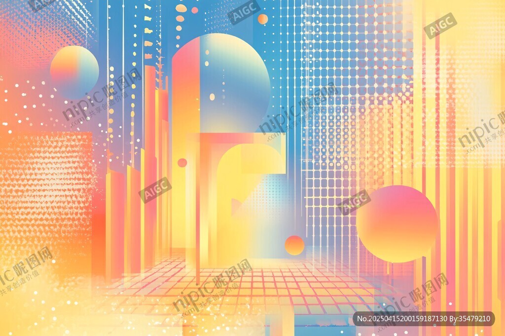 夢幻漸變幾何抽象藝術場景