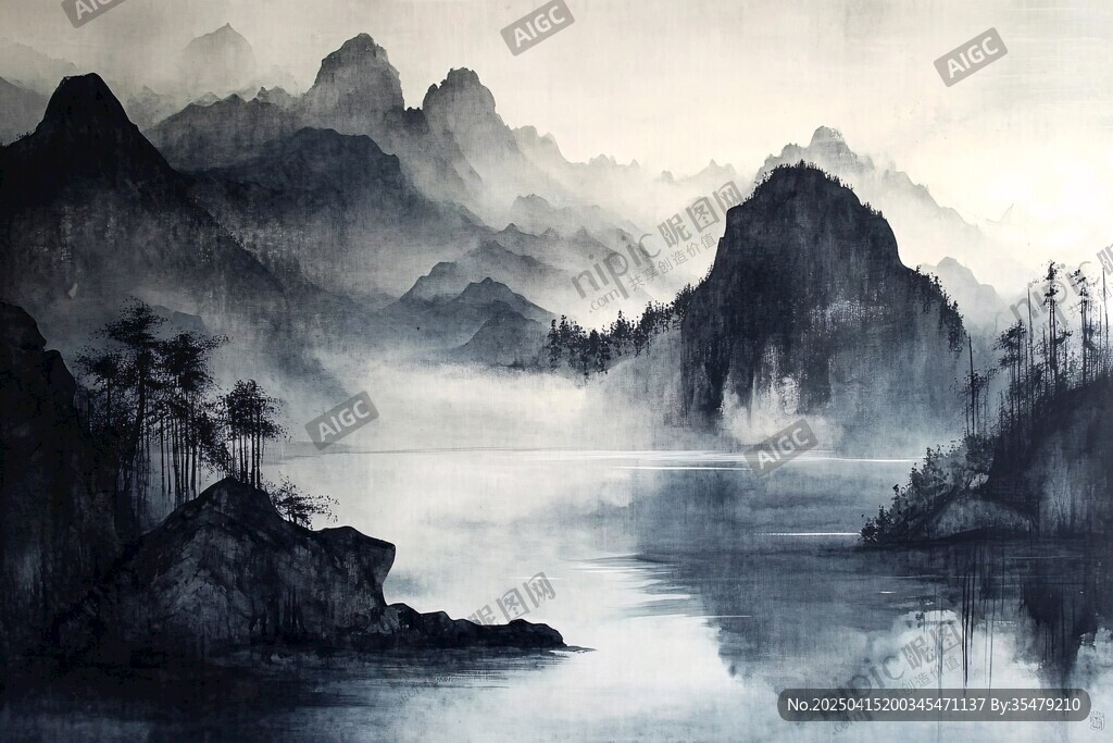 水墨山水意境圖