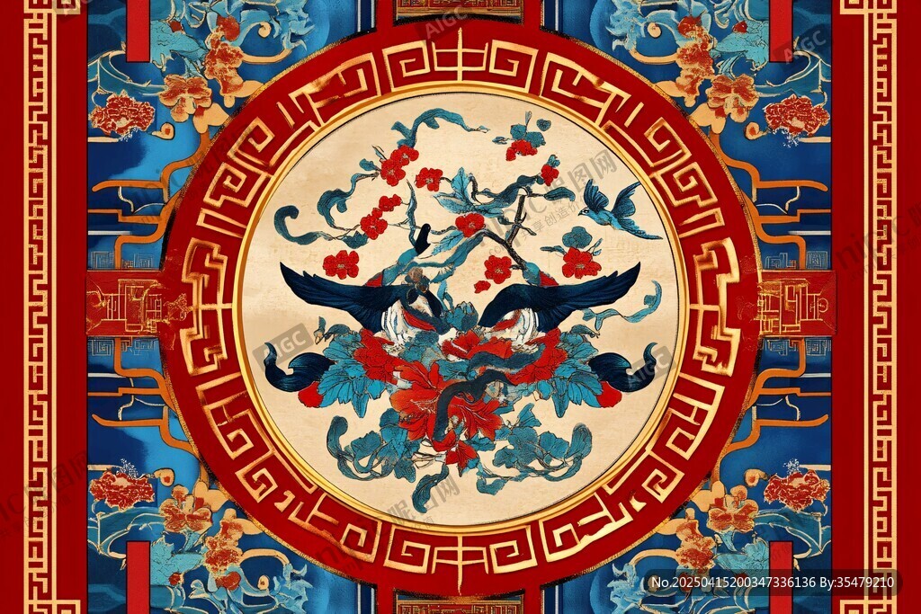 中式傳統(tǒng)花鳥紋樣圖案