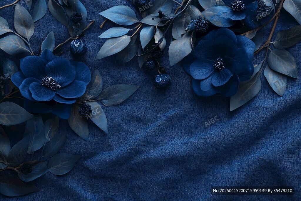 深藍(lán)花卉布景 雅致迷人