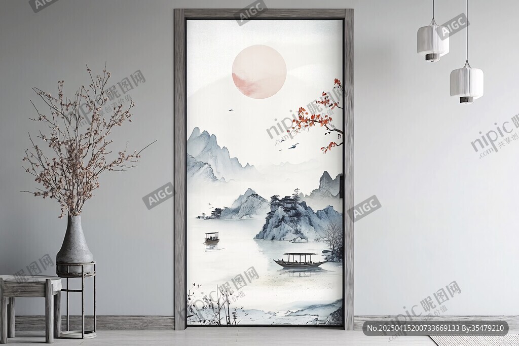 中式山水門飾 詩(shī)意空間