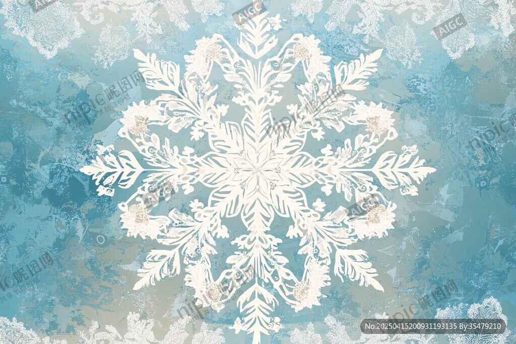 夢(mèng)幻藍(lán)色背景上的精致雪花