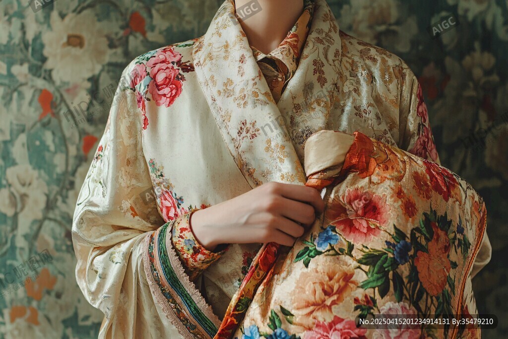 復(fù)古風(fēng)花卉刺繡華麗服飾