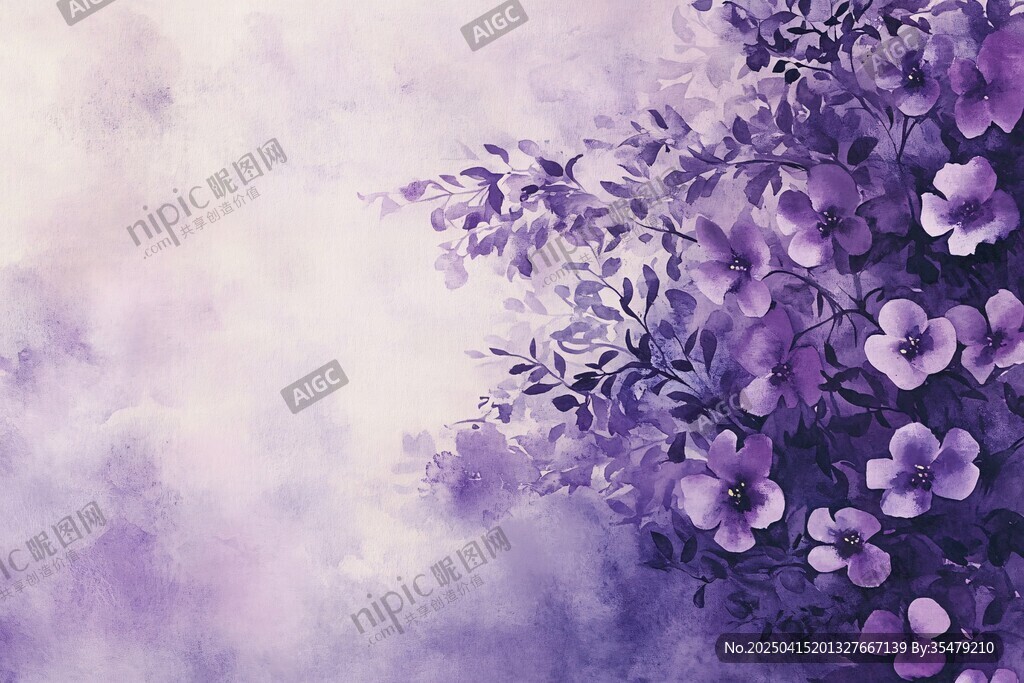 夢(mèng)幻紫色花卉浪漫背景圖