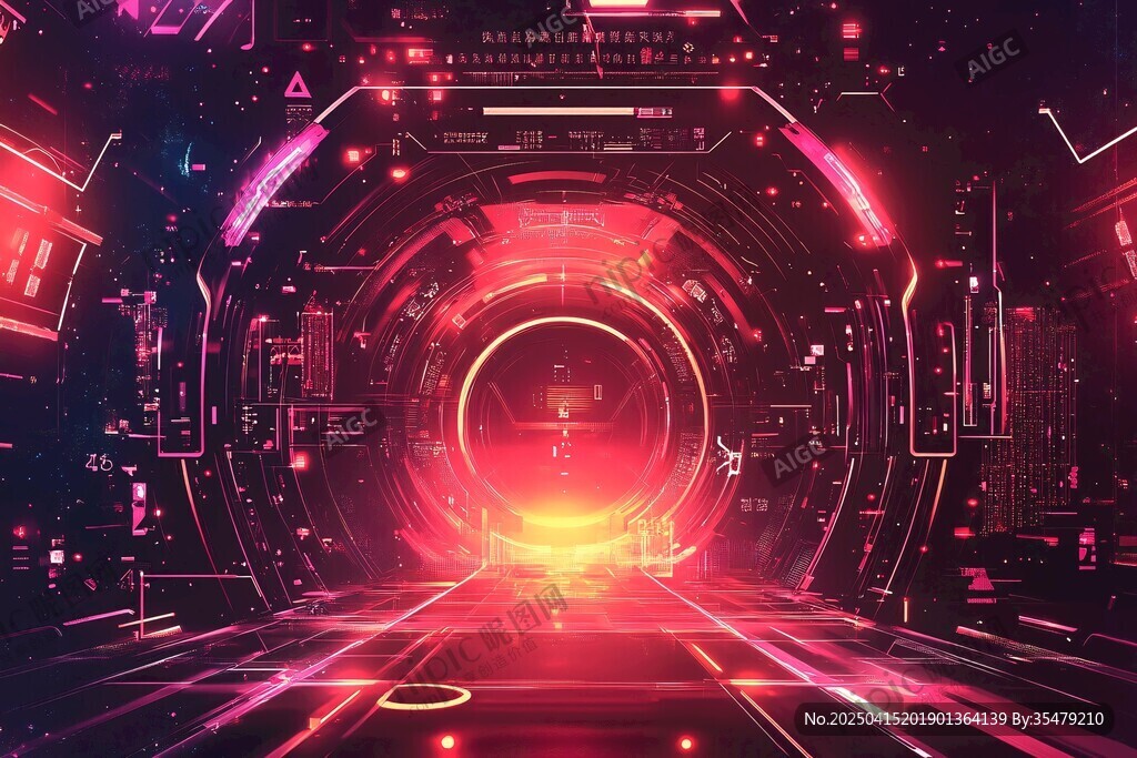 未來科技感的炫彩科幻隧道