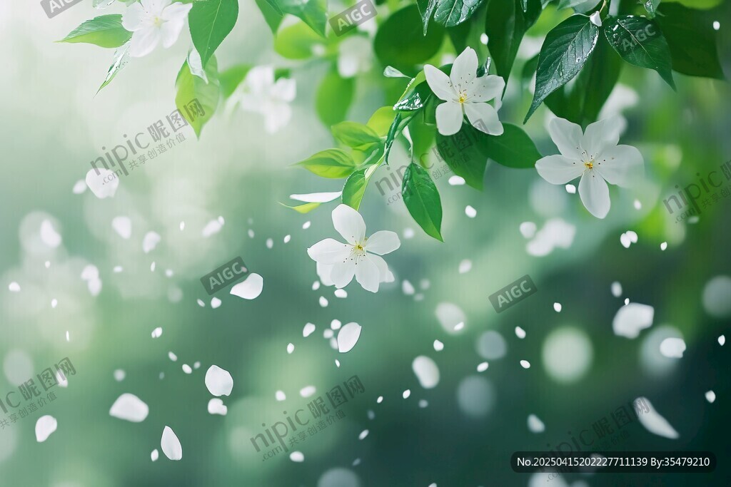 春日白花飄飛綠意盎然