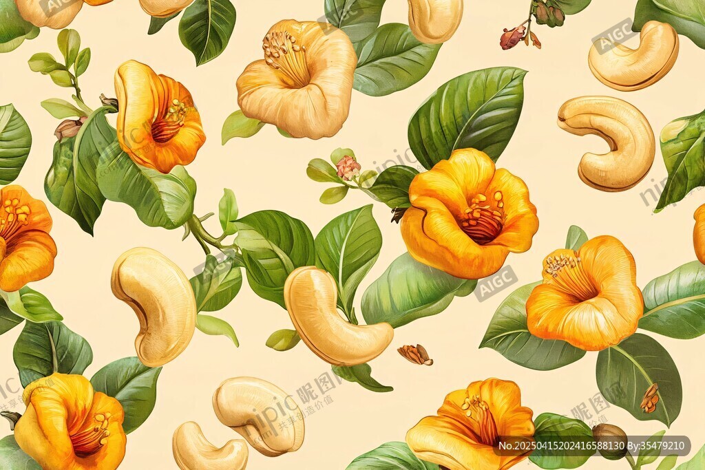 腰果花卉圖案插畫