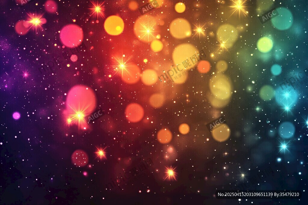 夢幻多彩光斑星空背景圖