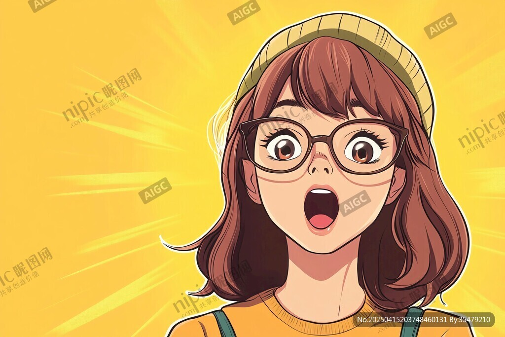 驚訝少女表情特寫