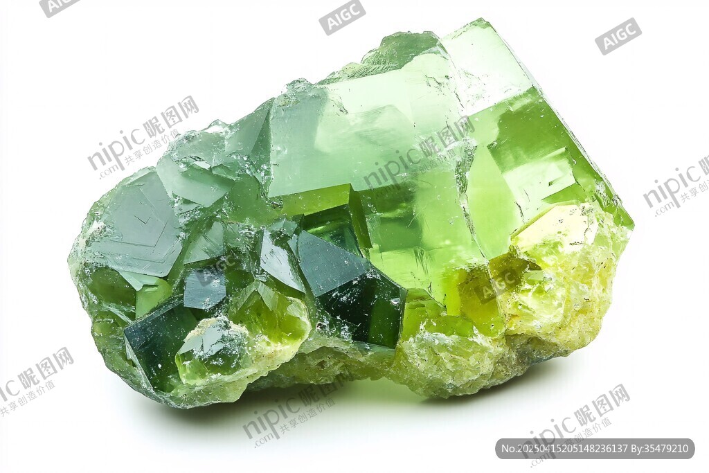 翠綠晶瑩的精美礦物晶體