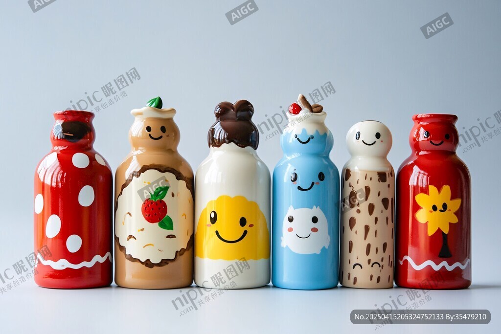 可愛卡通圖案裝飾瓶