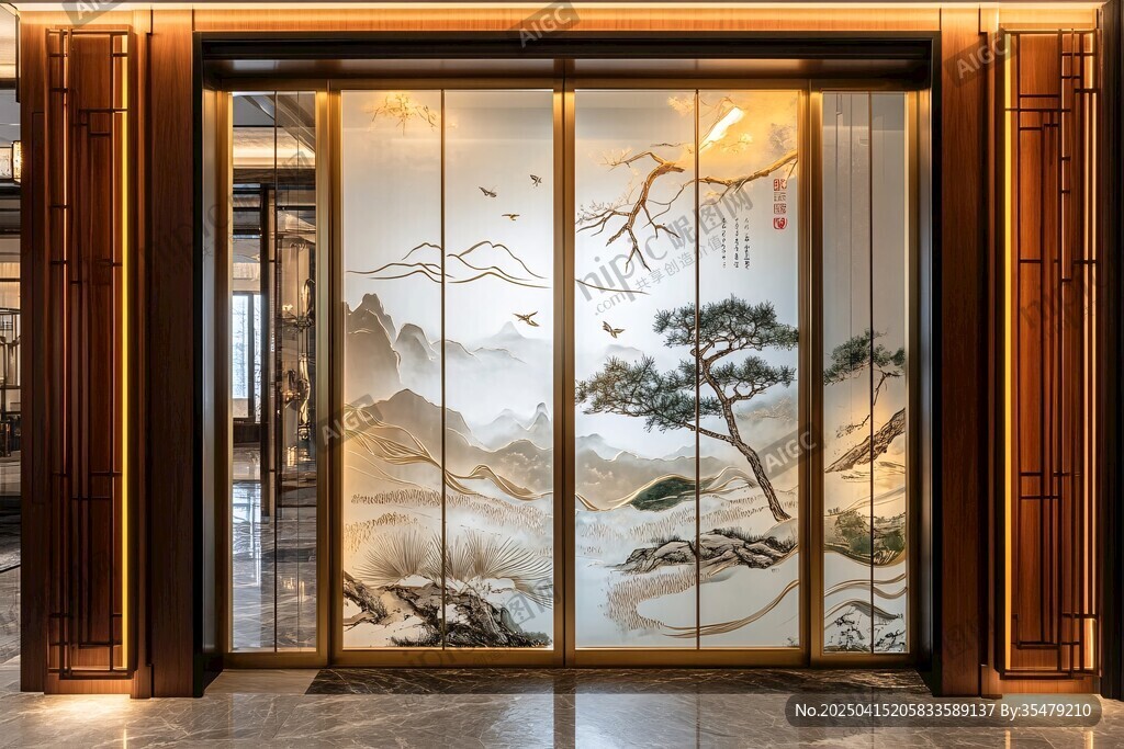 中式山水屏風(fēng)盡顯典雅