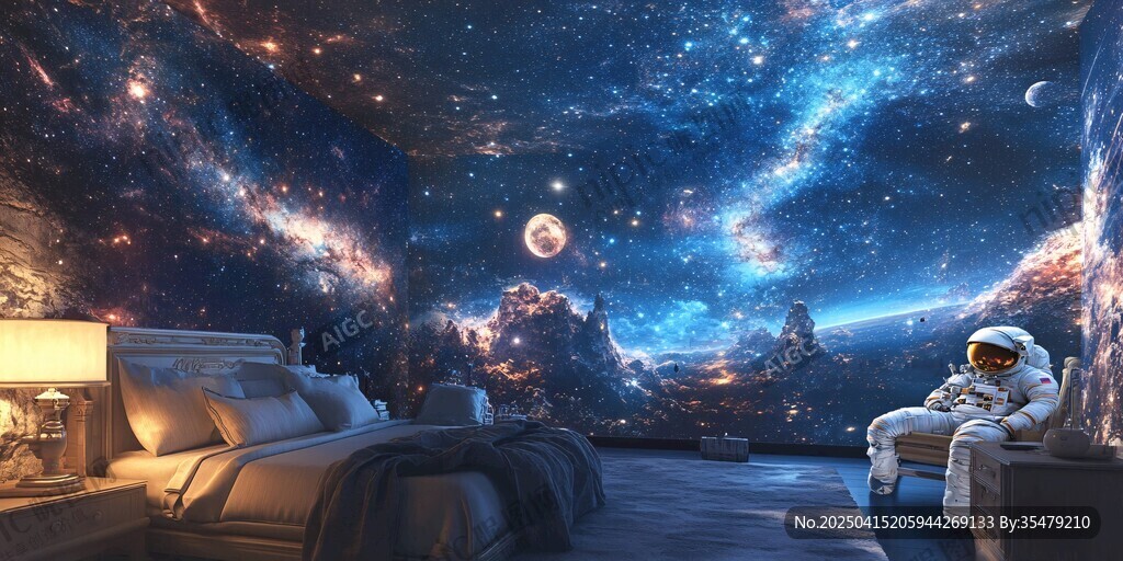 夢幻星空臥室 宇航員相伴