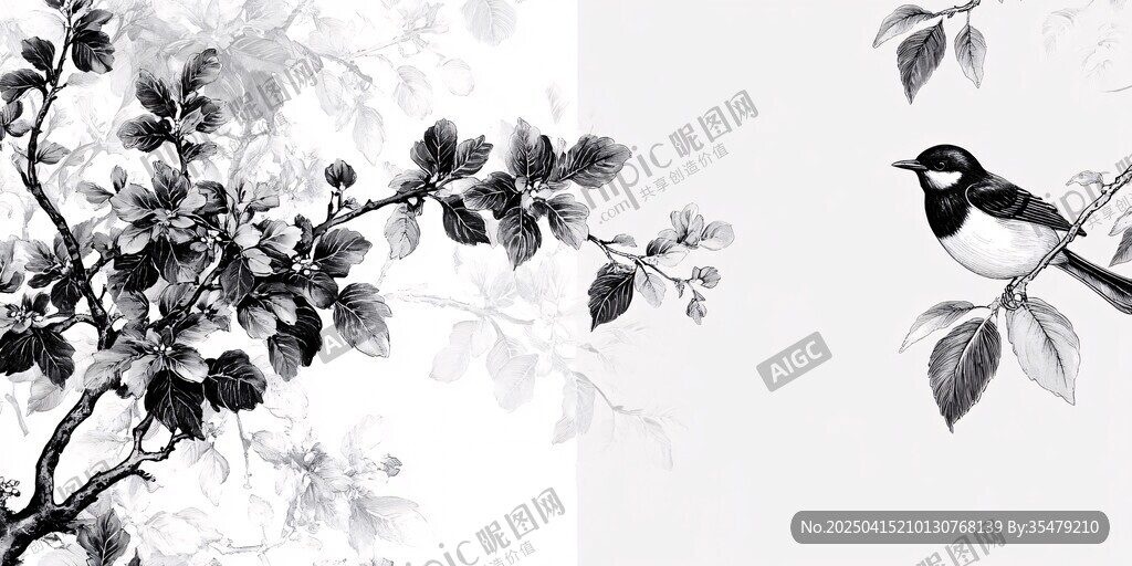 黑白花鳥(niǎo)圖