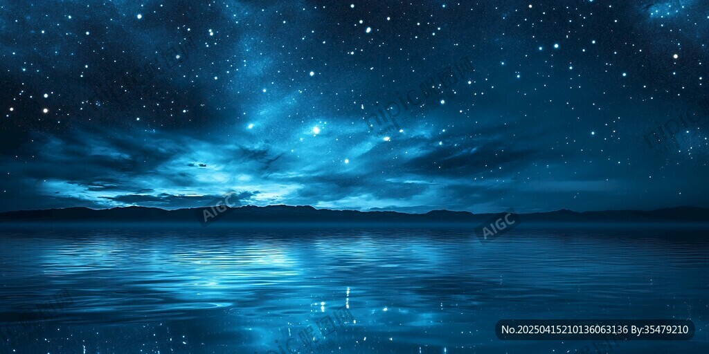 夢幻星空下的靜謐水面
