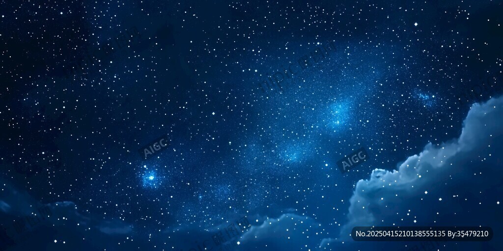 夢幻星空下的云朵與繁星