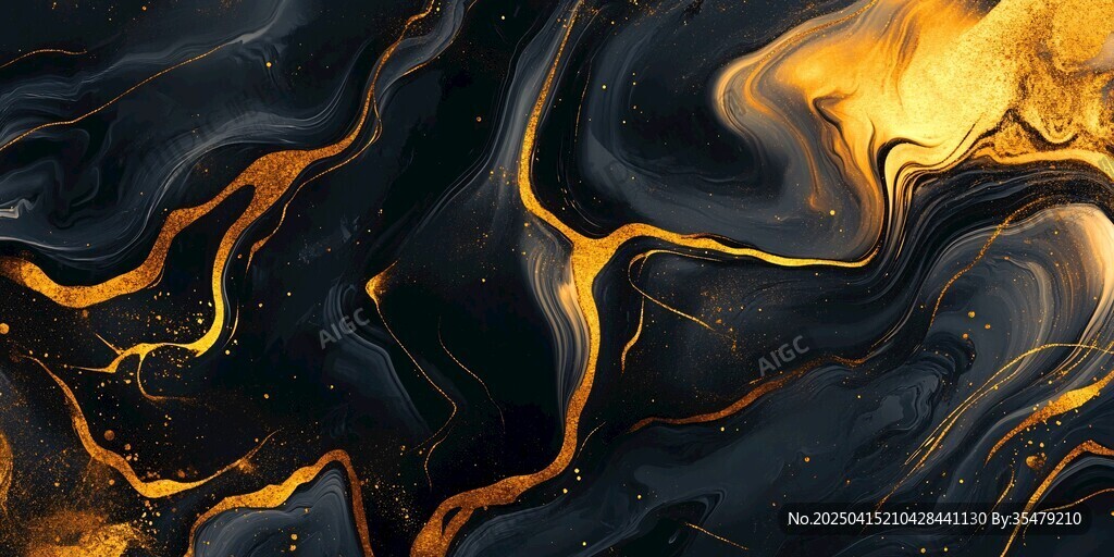 黑金流動紋理抽象藝術背景
