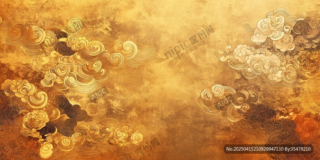 中式古風(fēng)金色云紋背景圖