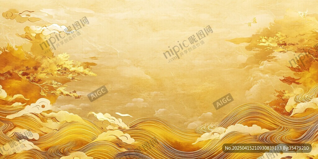 金色云海中式夢(mèng)幻背景圖