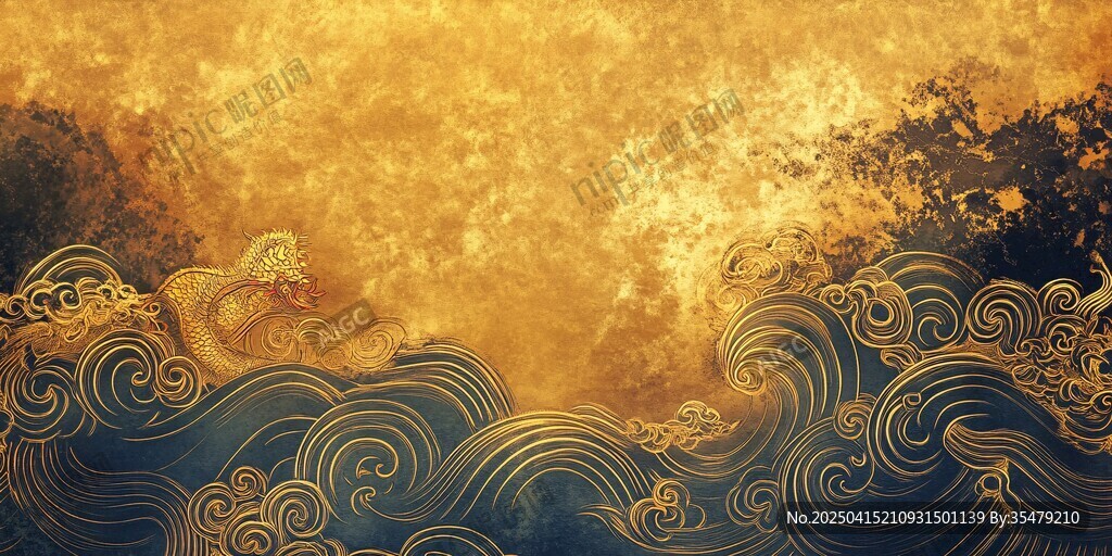 金色海浪古風(fēng)背景圖