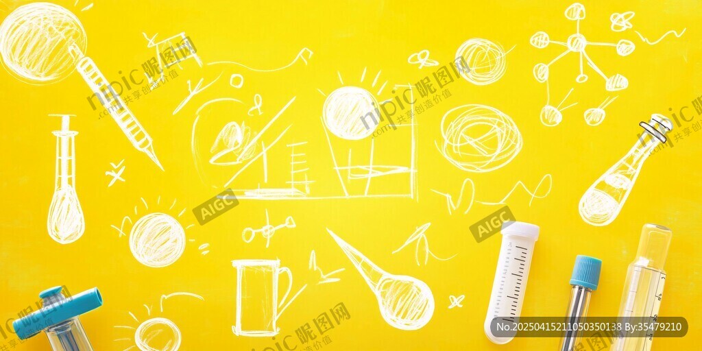 黃色背景上的科學(xué)實(shí)驗(yàn)元素