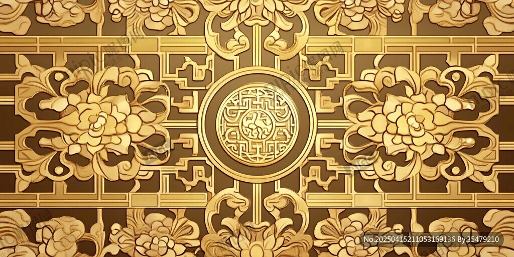 中式古典金色花紋裝飾圖案
