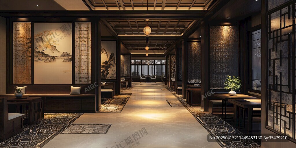 中式典雅餐廳室內(nèi)空間設計