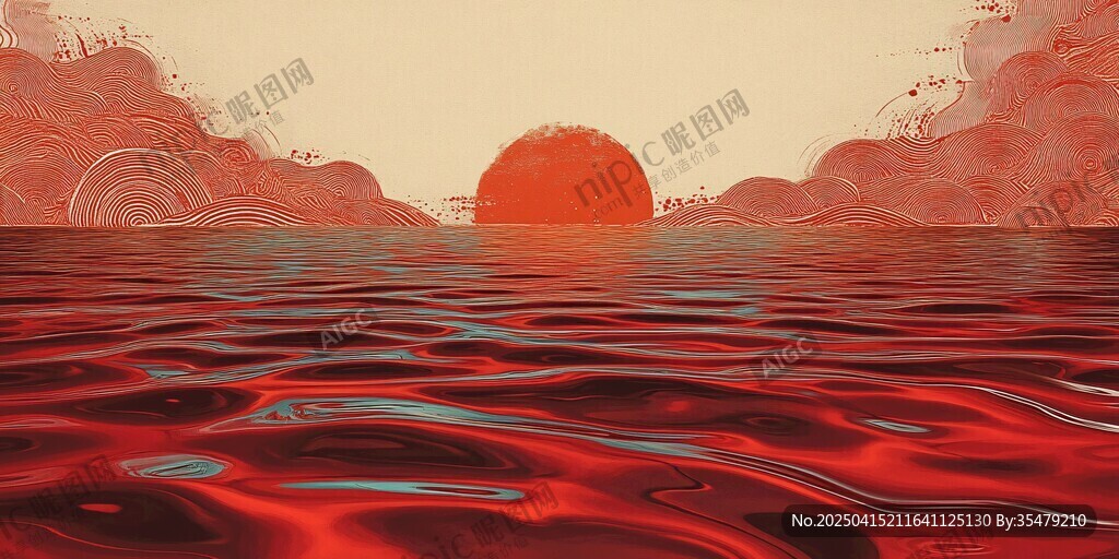 夕陽映紅水面的夢幻景象