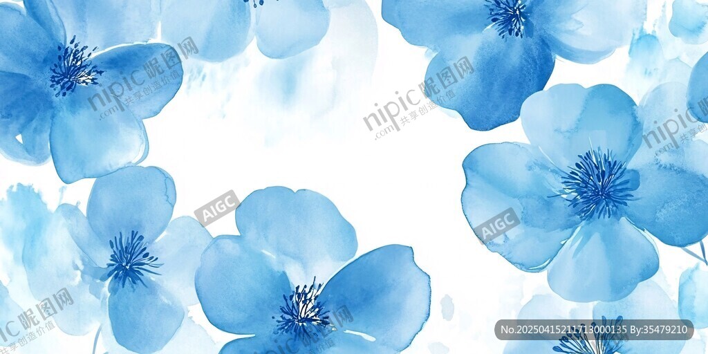 藍(lán)色水彩花卉圖案背景