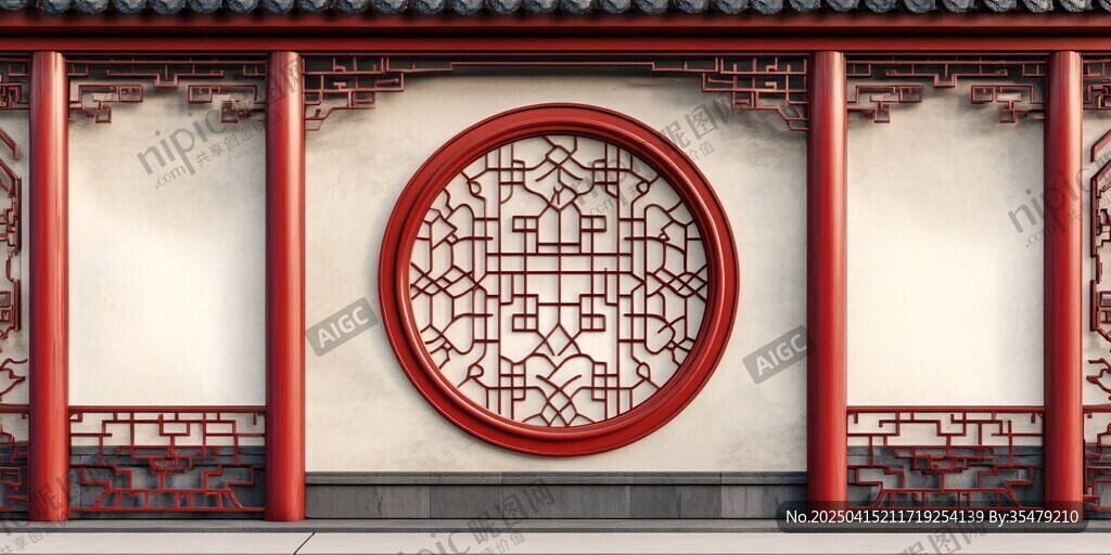 中式古典圓窗建筑裝飾