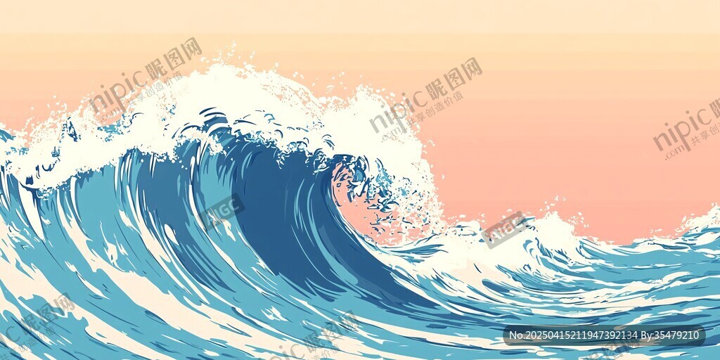 澎湃海浪 夢幻色彩海洋景