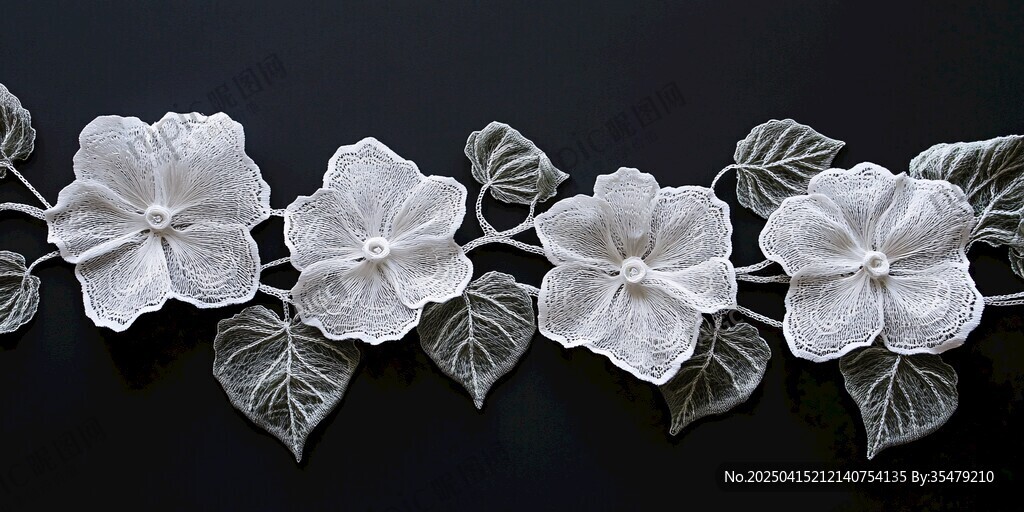 白色蕾絲花朵裝飾圖案