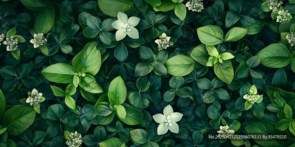 綠意盎然的花草植物圖景