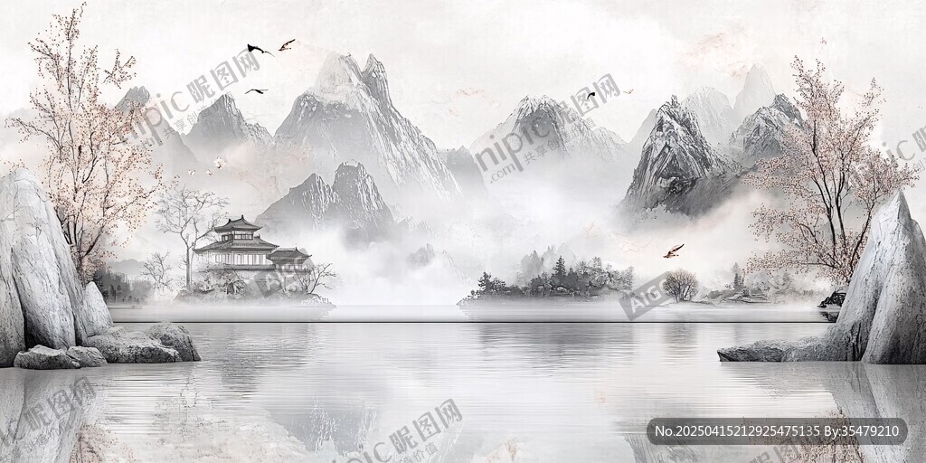 水墨山水間的靜謐之景