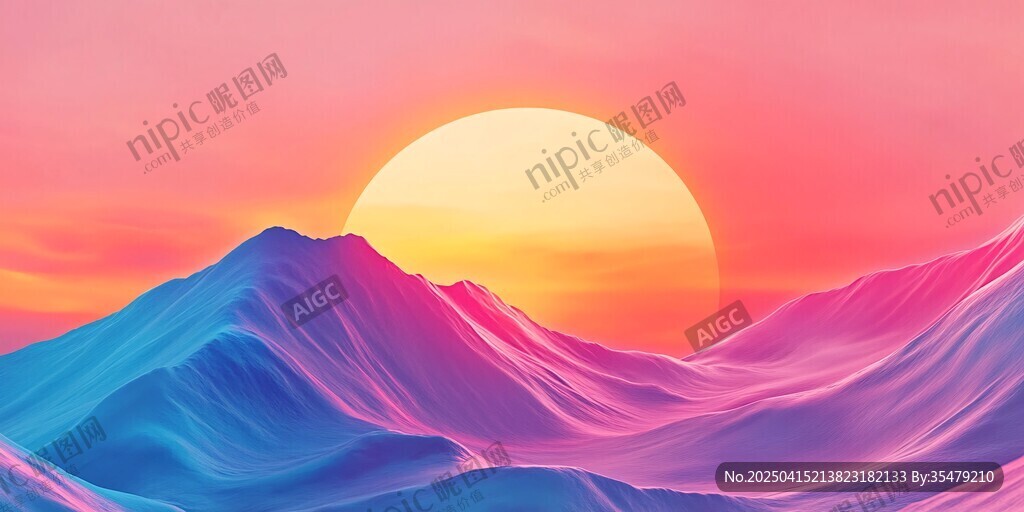 夢幻晚霞下的壯麗山脈