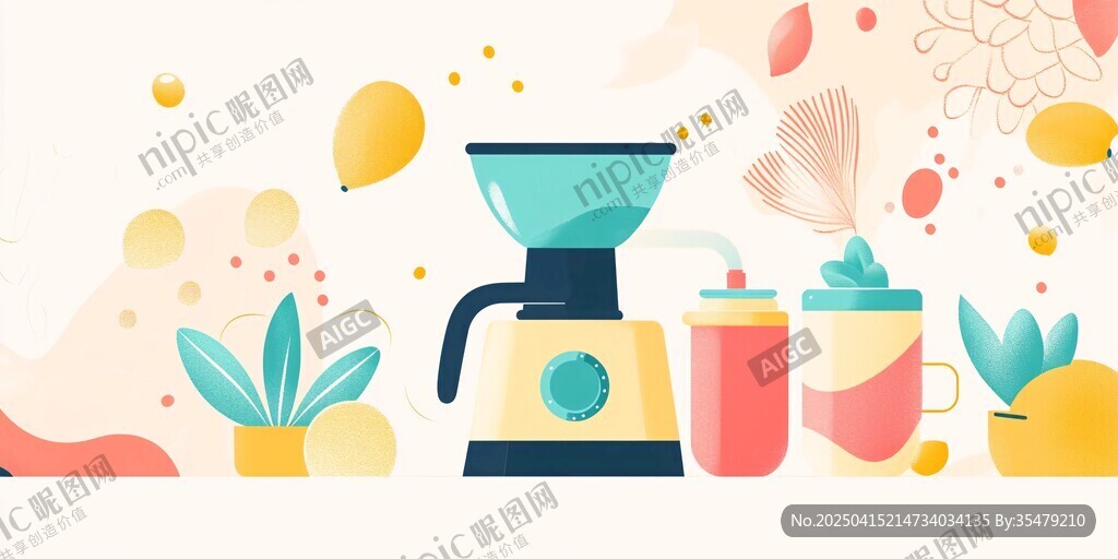 可愛風(fēng)廚房電器插畫