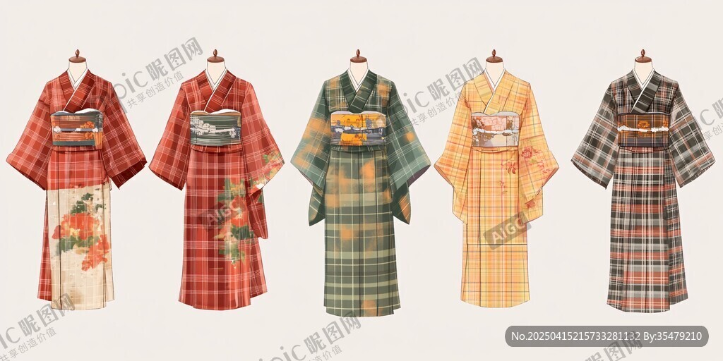 多款精美傳統(tǒng)和服展示