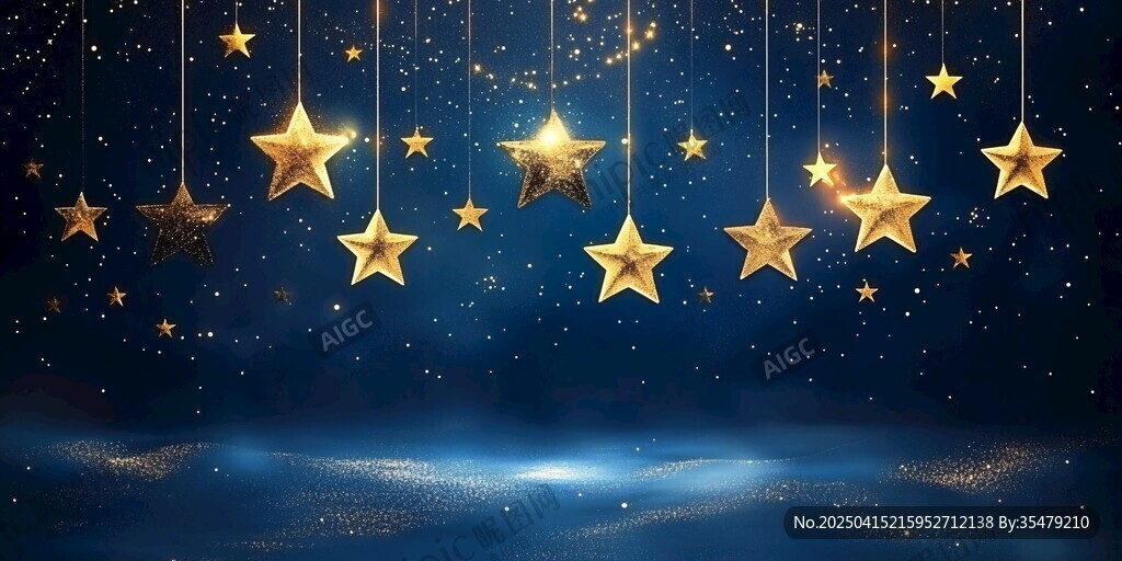 夢幻金色星星夜空背景
