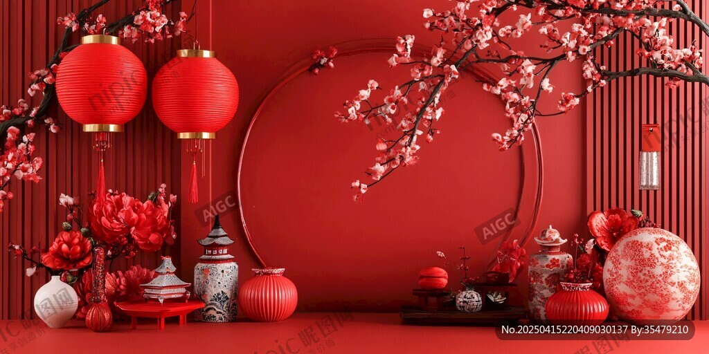 喜慶中式場景賀新春氛圍