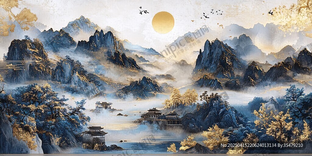 金色山水間 日出美如畫
