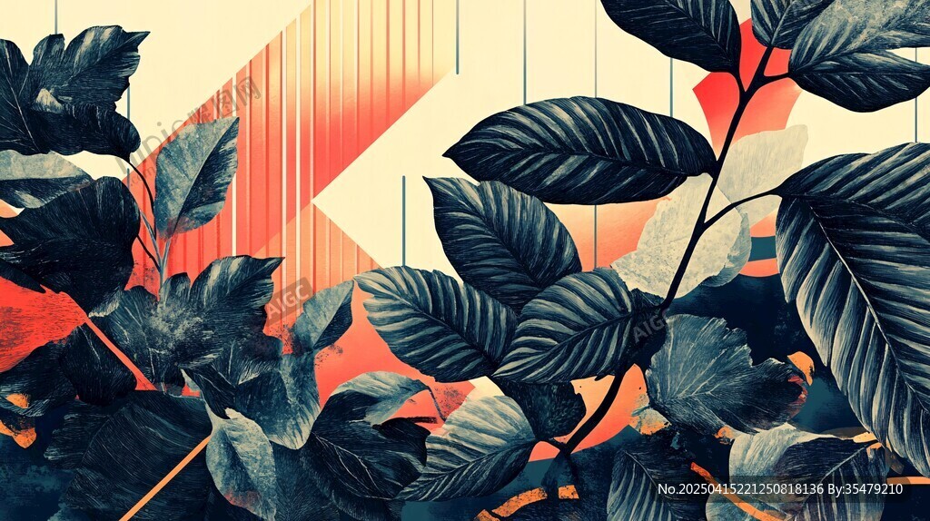 抽象植物葉片藝術(shù)插畫