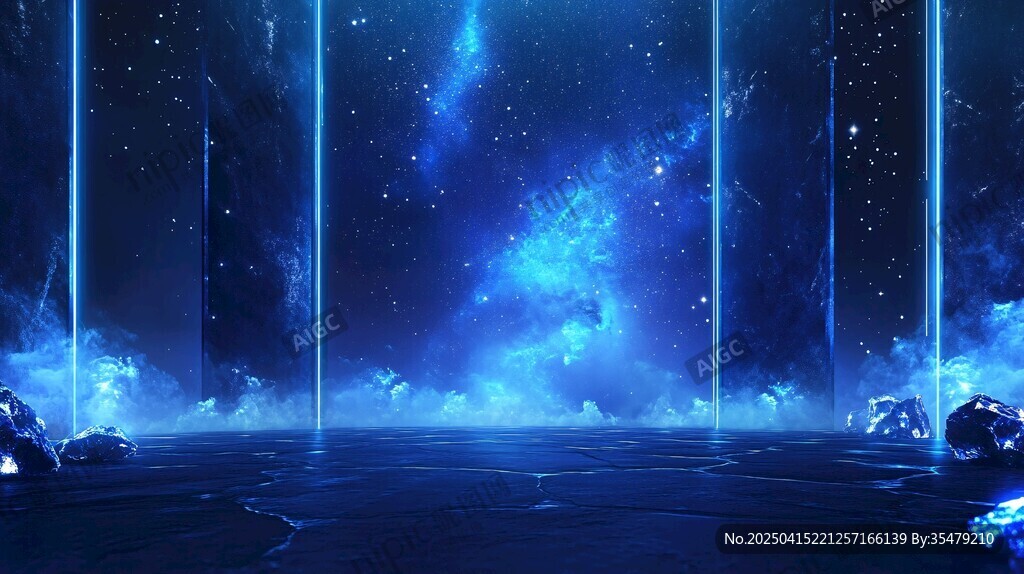 夢幻藍(lán)色星空神秘場景