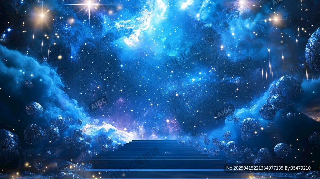 夢幻星空下的神秘階梯