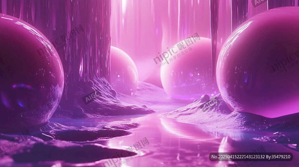 夢幻紫色星球科幻場景