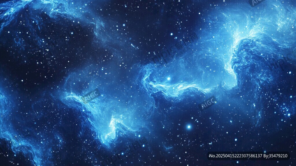夢幻藍色星云宇宙景觀