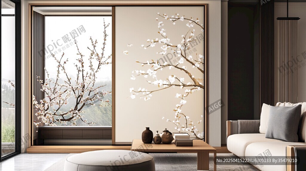 新中式客廳的雅致窗景