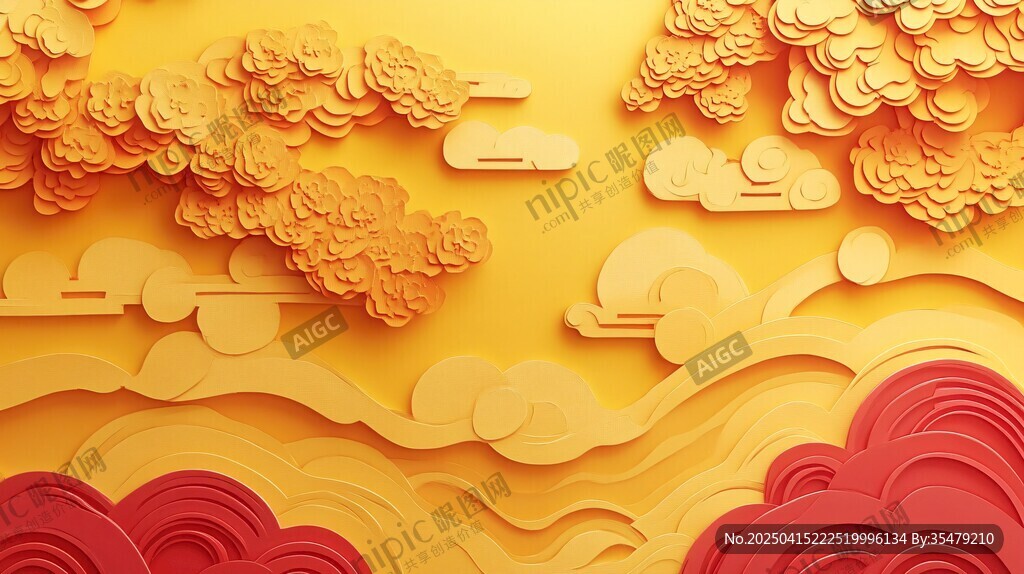 中式立體云紋裝飾背景圖