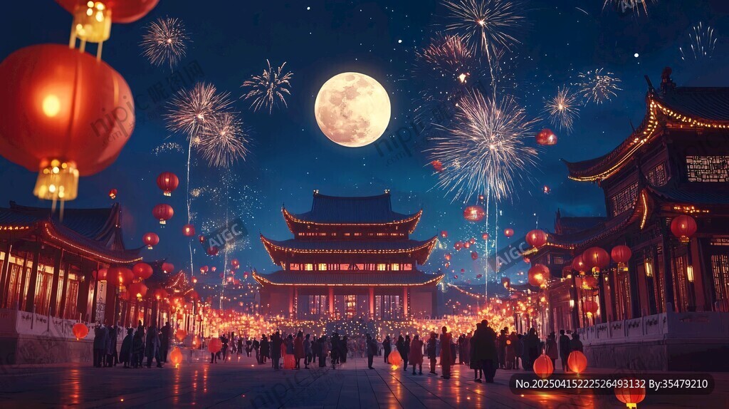 月夜古街鬧元宵盛景